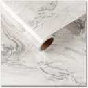 CRE8TIVE Beige Silver Marble Countertop Contact Paper 12"x354" Glossy Liquid Marble Contact Paper for Cabinets Waterproof Self Adhesive Removable Wallpaper for Kitchen Bedroom Drawer Liners Lockers