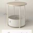 SONGMICS HOME Small Side Table, Round End Table, 2 Tier Nightstand with Basket, U Shaped Steel Legs, Easy Assembly, for Living Room, Bedroom, Beige and White