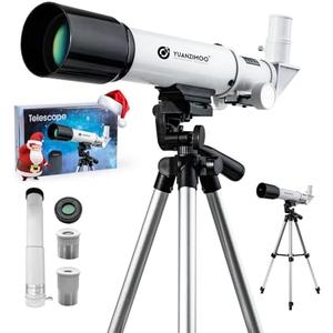 YUANZIMOO Telescope for Kids 50mm Aperture 360mm AZ Astronomical Portable Telescope for Adults Beginners with Upgraded Tripod White