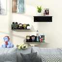 9 Inch Acrylic Floating Shelf No Drill Adhesive Wall Shelf Set of 4 for Funko Pop Storage, Floating Shelves Damage-Free Expand Wall Space for Living Room, Bathroom, Gaming Room, Office - Black