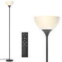 PESRAE Floor Lamp, Remote Control with Stpeless Color Temperatures and Brightness, Torchiere lamp for Bedroom, Living Room, Bulb Included (Matte Black)