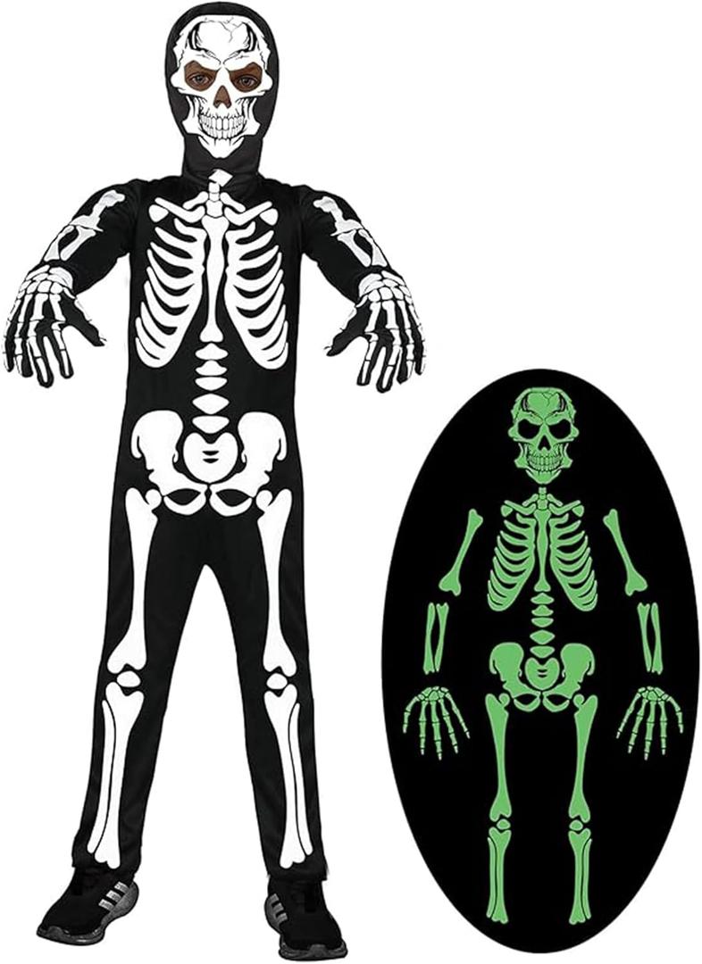 Koatobbor Boys Skeleton Costume Glow in the Dark Halloween Scary Costumes for Kids (8-10 Years)