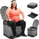 Portable Toilet for Adults Camping, 17.3x16x17 In-Large Portable Foldable Toilet with 20pc-35.4x31.5in Garbage Bag, Perfect for Camping, Hiking, Fishing, Travel, Long Trips, Beach, RV, Outdoor (orbicular)