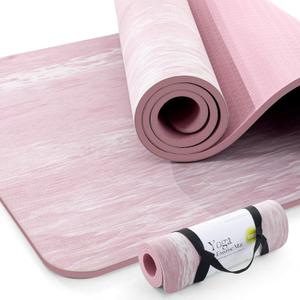 UMINEUX Extra Thick Yoga Mat, 2/5 Inch (10MM), Natural Rubber and TPE Non Slip Yoga Mats with Strap for Women Men, Eco Friendly Exercise Mat for Yoga, Pilates and Home Workout (Parfait Pink)