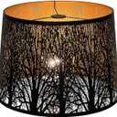 Large Lamp Shade for Table Lamp and Floor Light, 12x14x10 inch Large Lamp with Pattern of Trees, Black Metal Etching Process Spider