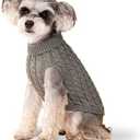Dog Sweater, Grey L Dog Pullover Sweater, Turtleneck Knitwear, Dog Outfits for Small Dogs and Medium Dogs, Warm Clothes for Bulldog, Poodle, Yorkshire, Cocker Spanie etc.