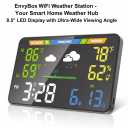 EnvyBox WiFi Weather Station 8.5" LED Display | No App Required, Syncs Weather & Calendar for Home/Office, Dual Power, Privacy Focused, Black