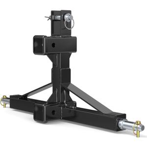 Black Heavy-Duty 3 Point Hitch Receiver with Dual 2 Receiver, 3 Point Trailer Hitch 2 Receiver Quick Hitch Fits Standard, 5th Wheel & Gooseneck Trailers  Compatible with Subcompact & Farm Equipment