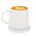 APEKX Warm Cup Coffee Mug Warmer Set - Smart Stable Constant Temperature 131°F, 15W Wireless Charging, 12.8 oz Capacity - Supports USB-C Interface, Automatic Power On/ Off Function (4 H). (White)