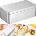 Hotop Silver Rectangular Empty Tin Box Containers, Gift, Jewelery and Storage Tin Kit, Home Organizer (7 x 3.8 x 2.5 Inch)