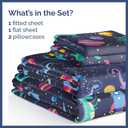 Kids Queen Size Space Dinosaur Bed Sheets - 4 Piece Dinosaur Microfiber Sheet Set - Dino Print Bedding - Soft, Cute, Breathable & Machine Washable - Colorful Bed Set for Boys, Girls, Teens & Toddlers 30 - Space Dino, Queen