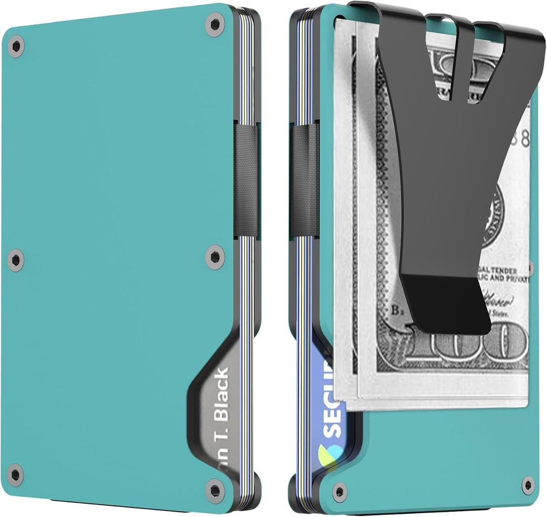 Men's WalletsSlim Wallet for menWallet mensRfid wallet Card Wallet Metal Wallet for men, Credit Card Holder. (Mint Blue)