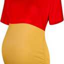 Geyoga 2 Pcs Halloween Bear Costume Kit Red and Yellow Maternity Dress Ear Costume Headband Ear Hair Hoop for Cosplay, S