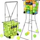 Tennis Ball Hopper, Portable Tennis Ball Holder with Handle for Court, Practice & Training, Large