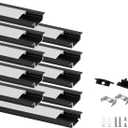 Besseto 10 Pack 3.3ft 1M Recessed LED Aluminum Channel Black,LED Strip Light Diffuser Aluminum Channel Profile Housing Track for 12mm Width Strip Light