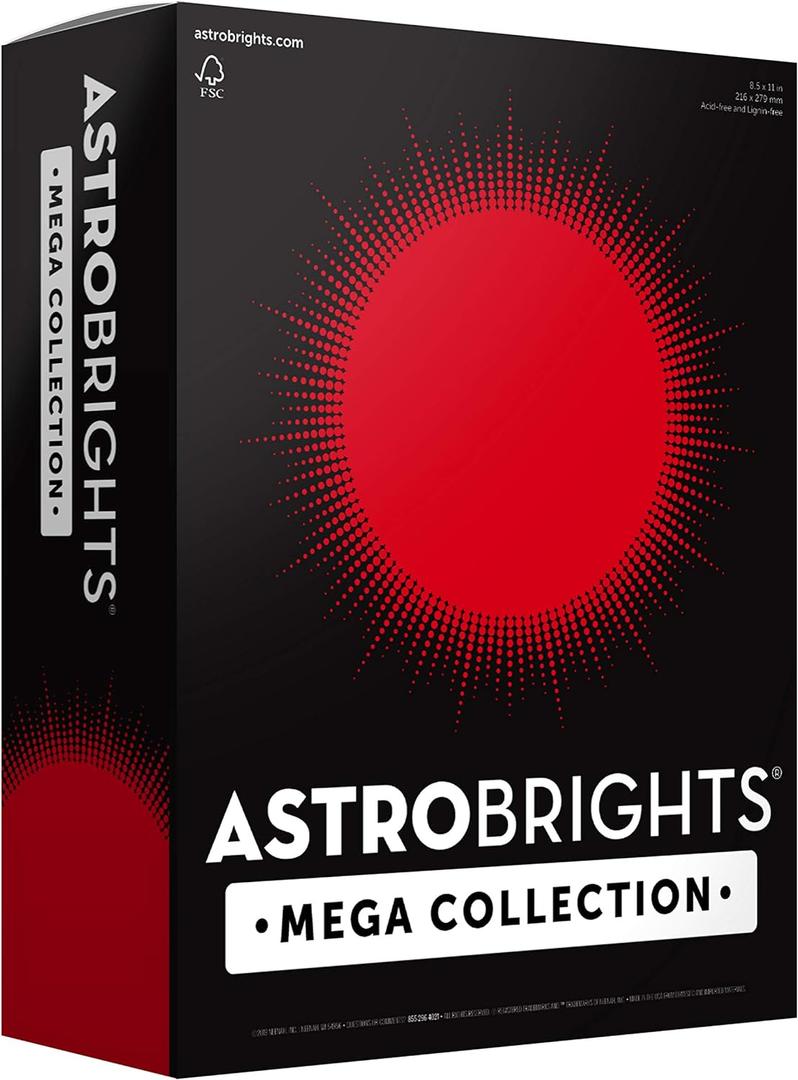 Astrobrights Mega Collection, Colored Paper, Ultra Red, 625 Sheets, 24 lb/89 gsm, 8.5" x 11" - MORE SHEETS! (91692)