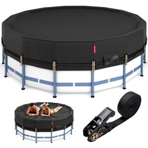 QH.HOME 28Ft Winter Pool Cover,Windproof Ratchet Straps&Thick Fabric