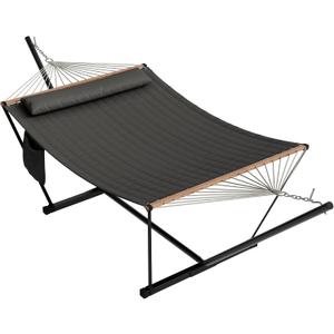 Garvee 2-Person Hammock with Stand for Outside–450lbs, Balance Rope, Pillow
