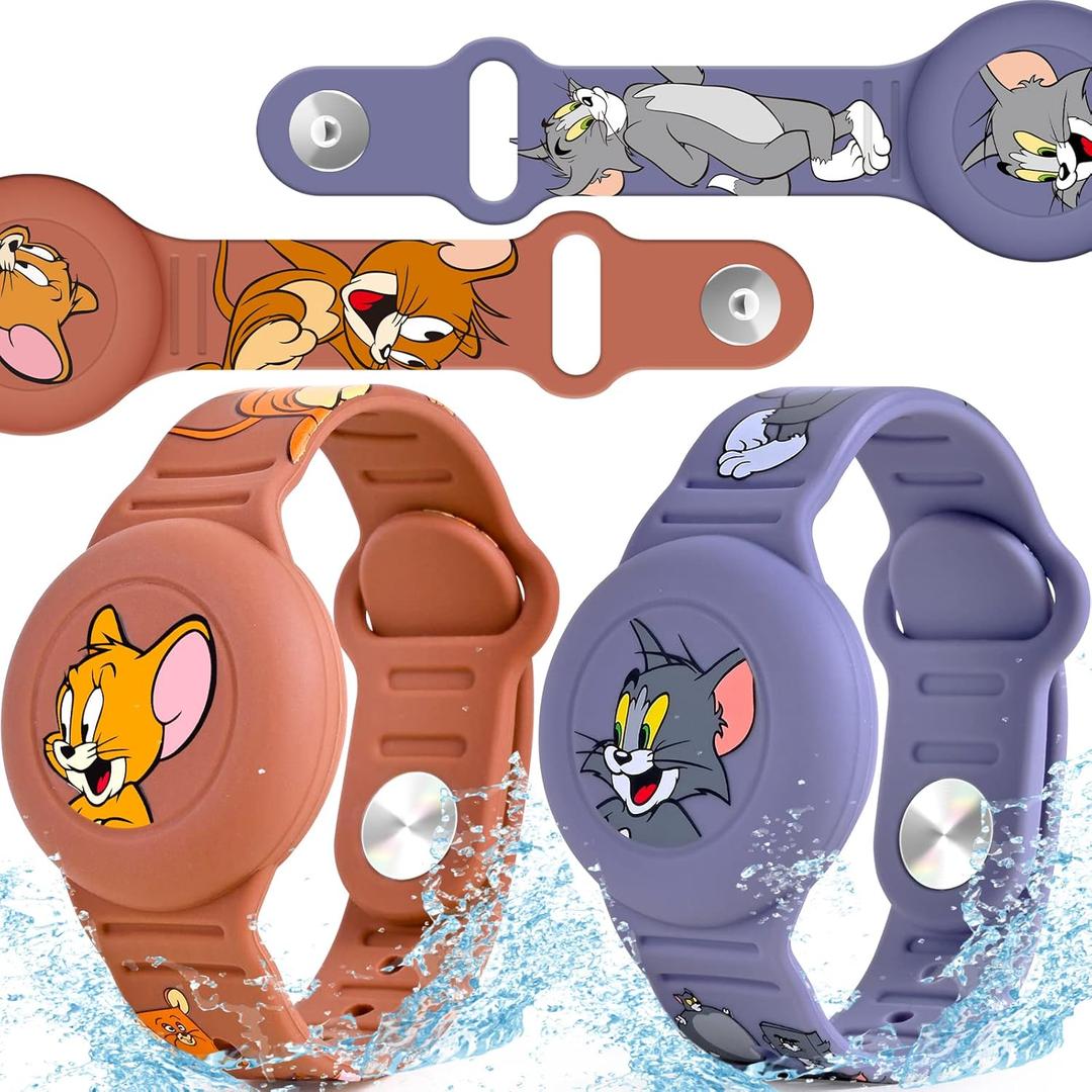 2 Pack AirTag Bracelet for Kids, Waterproof Cute Cartoon Air tag Holder for Kids with Watch Band Design, Full Coverage Silicone Airtag Hidden Accessories for Child, Healthy Material Brown + Grey 2 Pack AirTag Bracelet for Kids, Waterproof Cute Cartoon Air tag Holder for Kids with Watch Band Design, Full Coverage Silicone Airtag Hidden Accessories for Child, Healthy Material Brown + Grey