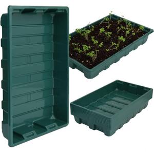 YoleShy 10 Pack Seed Starter Tray Reusable Plastic Plant Seedling Starter Trays Thickened Sturdy Durable for Germination Growing Microgreens Planting Propagation, Without Drain Holes, 14.5"x9", Green