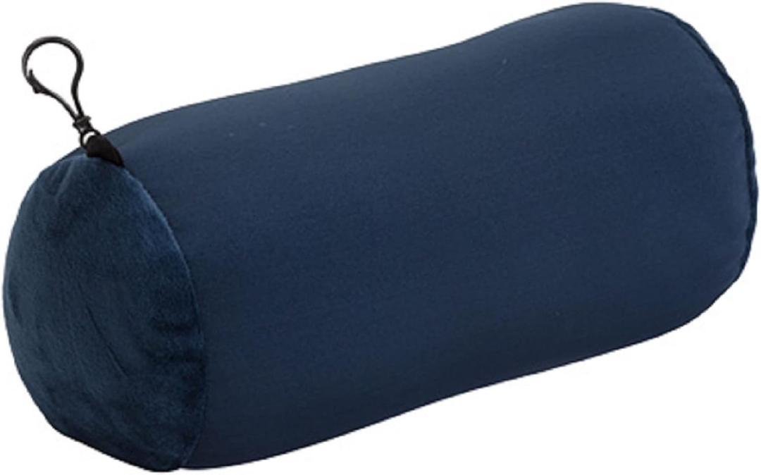 Wolf Essentials Microbead Bolster Tube Travel Pillow - Compact Neck Roll Pillow for Airplane, Car, or Home - Soft Lumbar Support Pillow - Navy