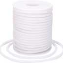 Beadthoven 4mm Hollow Pipe Rubber Tube Cords, 16Yards Barber Cord for Knitting Stitch Holder, Tubing Rubber Cord with Spool for Bracelet Jewelry Making DIY Crafts 2mm Hole - White