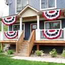 4 Pack 250th Anniversary American Flag Bunting, Pleated Fan Patriotic Memorial Day Decoration 1.5 X 3 Ft Red White Blue 250th Birthday 4th of July Decor US Semiquincentennial Independence Day Outdoor