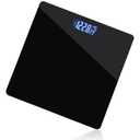 Moss & Stone Black Digital Bathroom Scale for Body Weight, Smart Step-On Technology, Backlit LCD Display, High Accuracy Weight Scale 400lb/180kg, Glass Slim Design, Auto On/Off, Home Use