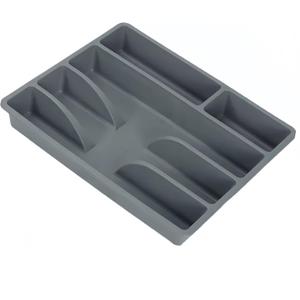 Kitchen drawer organizer,Silverware Organizer & Cutlery Tray, 5Compartment for kitchen cutlery and utensil storage Dividers Plastic, gray