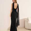 Parthea Women's Summer Formal Wedding Guest Dresses Sleeveless Backless Long Elegant Evening Party Maxi Bodycon Dress (Black, S)