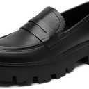 Cestfini Platform Chunky Loafers for Women (10, Matte Black)