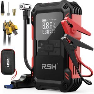 Car Jump Starter with Air Compressor 4000A Peak Battery Jump Starter 14.8V 150PSI Inflator Auto Booster 15000MA Jump Box (up to 10L Gas,8L Diesel Engine),LED Light with Quick Charger USB & Type C