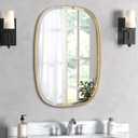 POZINO Gold Bathroom Mirror, 24"x32" Brass Rounded Rectangle Mirrors, Brushed Beveled Mirrors for Over Sink, Modern Vanity Wall Mirror in Premium Stainless Steel Frame Hangs Horizontal Or Vertical