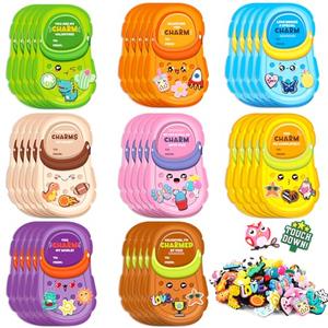 SpringFlower Valentines Day Cards For Kids, 24 Valentine Cards With 72 Shoe Charms Bulk, Valentine Exchange Card for Boys Girls, Classroom School Gift Exchange Prizes Party Favors Suppy