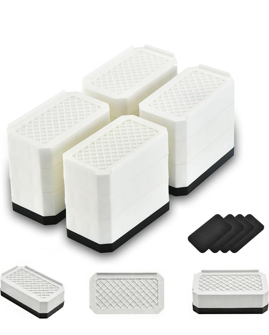 Rectangle Bed Risers Furniture Risers Heavy-Duty Rectangular Adjustable Block Lift to 3 inches and 4.3 inches Desk, Sofa, Chair Legs, Support up to 4000 pounds WH-3