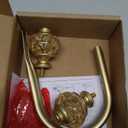 2 Pack Gold Curtain Holdbacks, USFOOK Decorative Drapery Tiebacks (2 Pack/1 Pair), Curtain Tie Back Hooks for Wall with Translucent Finials (6.1" L x 4.1" W)