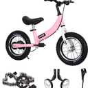 Balance Bike 2 in 1 for Kids 2 3 4 5 6 7 Years Old,Balance to Pedals Bike,12 14 16 inch Kids Bike,with Pedal kit,Training Wheels,Brakes (Pink)