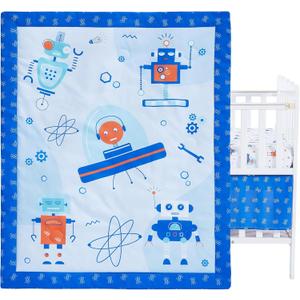 Viviland 3 Pieces Baby Bedding Set for Boy Girls, Baby Bedding Set for Newborn, Infant & Toddler - Robot