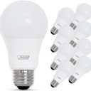 Feit Electric A19 LED Light Bulbs, 60W Equivalent, Dimmable, E26 Standard Base, 90 CRI, 800 Lumens, 2700K Soft White, 120V, 22 Years Lifetime, Damp Rated, 8 Pack, OM60DM/927CA/8