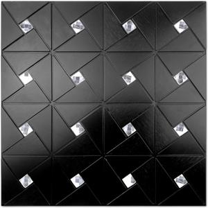 Tile Peel and Stick Backsplash Tile - Metal Tile Stick on Backsplash for Kitchen and Bathroom Black Windmill Puzzle Glass Mixed Self Adhesive Mosaic Tiles(12"x12"x10 Sheets)