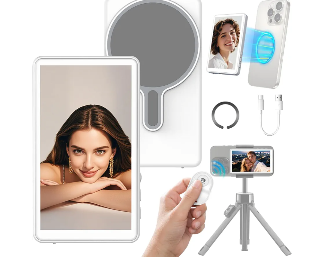 Magnetic Selfie Monitor Screen for iPhone - Back Camera Viewfinder, HD Portable Mirror Display for Vlogging & Content Creation