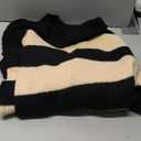 Saodimallsu Womens Oversized Striped Sweater Mock Neck Chunky Knit Lantern Long Sleeve Fall Trendy Tunic Sweaters Top Black L