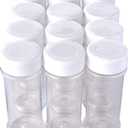 12 Pack of 6 Oz. Empty Clear Plastic Spice Bottles with White Sprinkle Top Lids For Storing and Dispensing Salt, Sweeteners and Spices - Food-Grade Spice Jars for Kitchen and Home Spice Organization