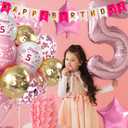 Pink 7th Birthday Decorations for Girls Including Happy Birthday Banner, Number 7 Foil Balloon, 2pcs Star Balloons and 16pcs Happy 7th Birthday Confetti Latex Balloons, Girl Birthday Party Favors