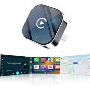 Wireless CarPlay Adapter & Android Auto Dongle, Shiny SilverFast Auto-Connect, Compact Plug & Play Wireless CarPlay Converter for iPhone & Android, USB/USB-C, No Delay, Seamless Reconnection (gray)