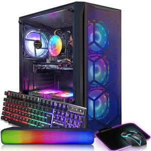 STGAubron Gaming PC Desktop Computer, Intel Core I7 up to 3.9 GHz, Radeon RX 580 8G, 16G RAM, 512G SSD, WiFi, Bluetooth 5.0, RGB Fan x6, RGB BT Sound Bar, Windows 10 Home