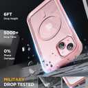 Miracase Glass Series for iPhone 15 Case [Compatible with MagSafe] Full-Body Magnetic Case with Built-in 9H Tempered Glass Anti-Fingerprint Screen Protector + Camera Lens Protector, Pink and Clear