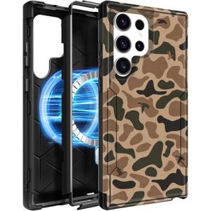 Heavy Duty for Samsung Galaxy S23 Ultra Case - Compatible with MagSafe Shockproof Protective Rugged Magnetic Men Military Grade Shock Drop Proof Phone Cover Funda for S23 Ultra Case, Camo