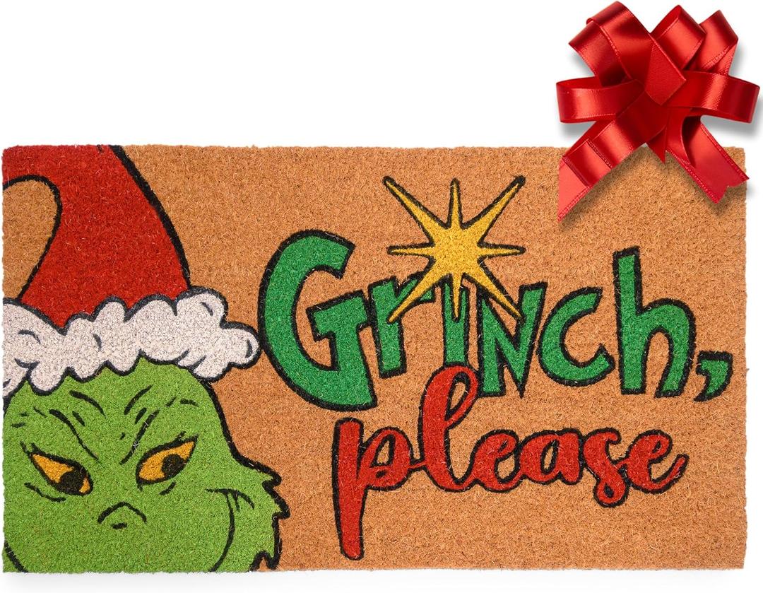 MAINEVENT Grinchmas Please Door Mat Outdoor 30x17 Inch, Grinchmas Christmas Door Mat for Covered Outdoor Area, Welcome Mat w/Non-Slip Backing Rug, Grinchxmas Doormat