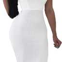 Mokoru Women's Sexy Ruffle One Shoulder Bodycon Elegant Cocktail Party Midi Dresses (Small, White Lined)
